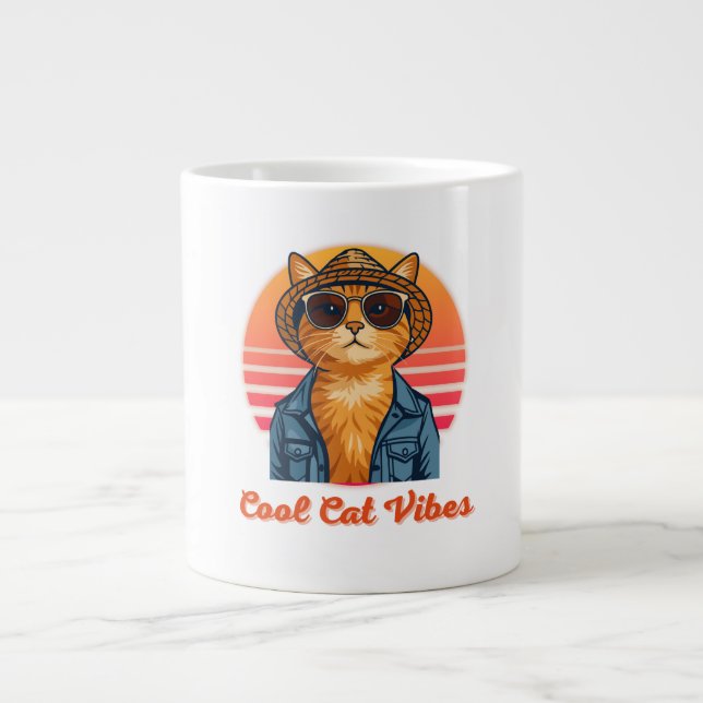 Coola Cat Vibes 🌴 😎 Jumbo Mugg (Framsidan)