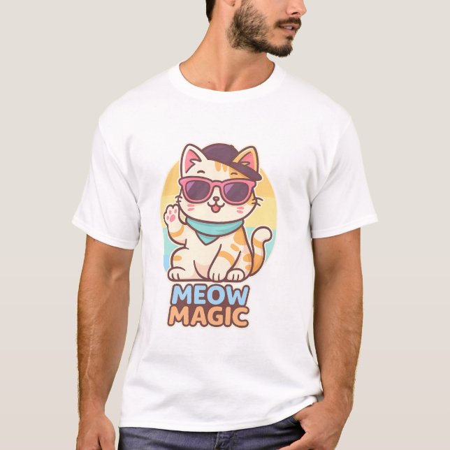 "Coola Cat Vibes - Meow Magic Summer Tee (Framsida)