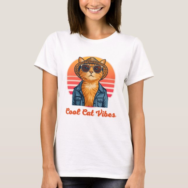 Coola Cat Vibes 🌴 😎 T Shirt (Framsida)