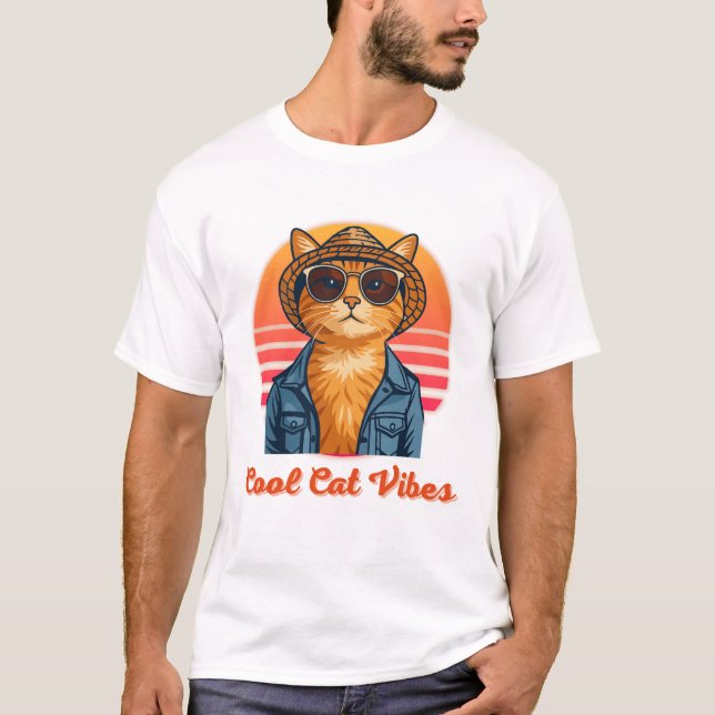 Coola Cat Vibes 🌴 😎 T Shirt (Framsida)