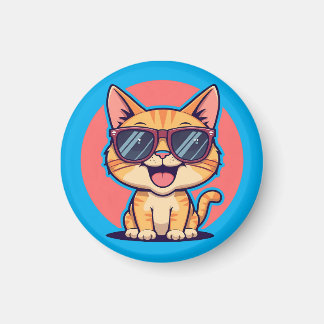 Coola Cat with Sunglasses - Cute Funny Kattunge De Magnet