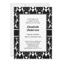 Coola Cats Black Tie Födelsedagsfest Funny Inbjuda