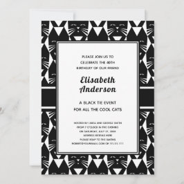 Coola Cats Black Tie Födelsedagsfest Funny Inbjuda Inbjudningar