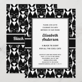 Coola Cats Black Tie Födelsedagsfest Funny Inbjuda Inbjudningar