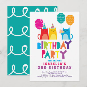 Coola Cats Födelsedagsfest inbjudan