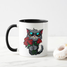 Coola Cats Holding Röd ros Flowers Glass Kärlek Mugg