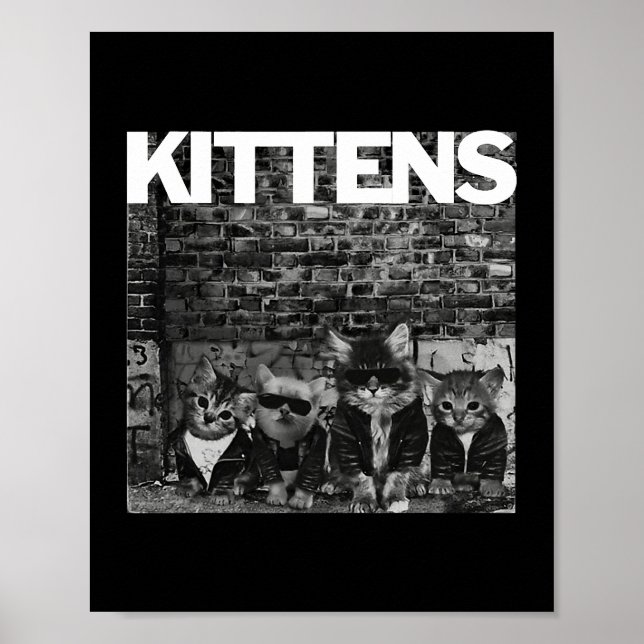 Coola Cats Kittens Meow Punk Sten Band Funny Cat L Poster (Framsidan)