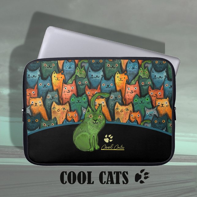 Coola Cats Mönster bärbar dator Bag Fodral (Cool Cats Pattern Laptop Notebook Bag Case)