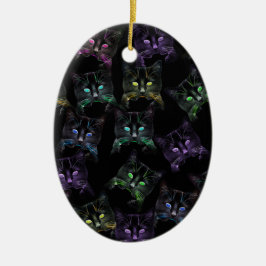 Coola Cats på Black! Katter med flera färgader Julgransprydnad Keramik