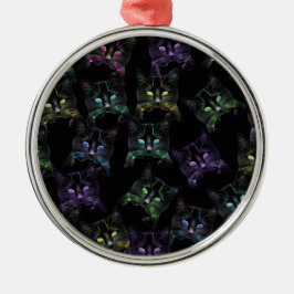 Coola Cats på Black! Katter med flera färgader Julgransprydnad Metall