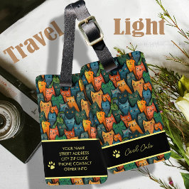 Coola Cats-Tecknad färgstark Bagagebricka