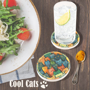 Coola Cats-Tecknad färgstark Underlägg