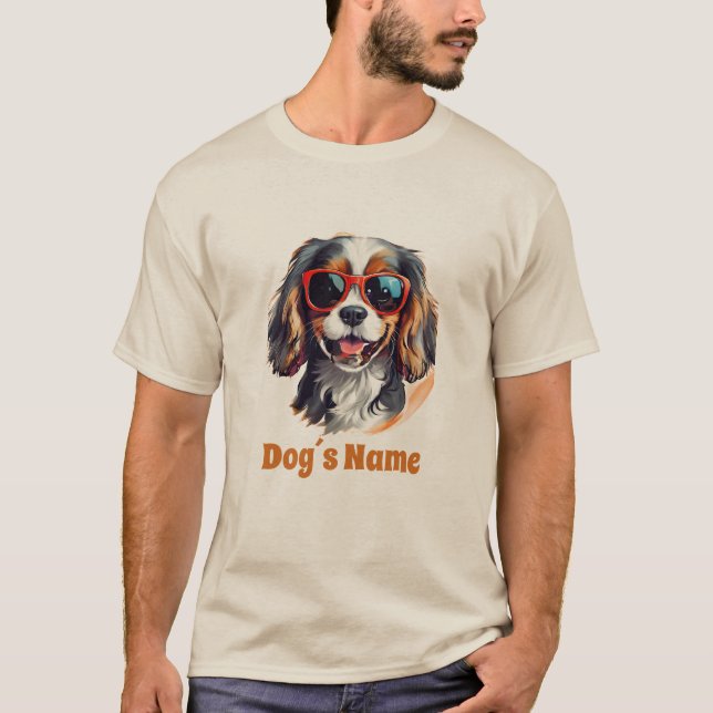 Coola Cavalier Kung Charles Spain med Sunglasse T Shirt (Framsida)