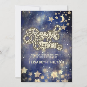 Coola Celestial måne och stjärnor sweet sixteen Inbjudningar