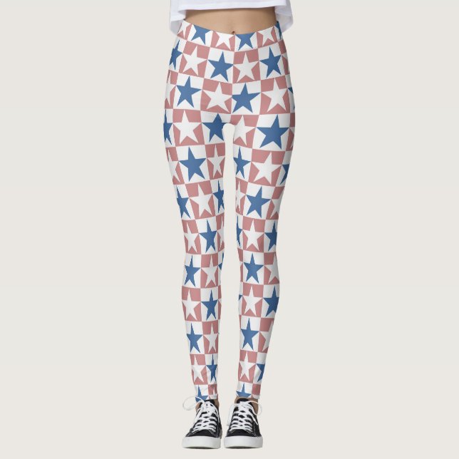 Coola Checkad American Flagga Leggings (Framsida)