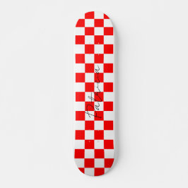Coola Checkerboard Mönster Red Mini Skateboard Bräda 18,5 Cm