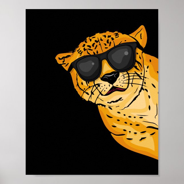 Coola Cheetah Älskare Gift Kids Sunglases Cheetah Poster (Framsidan)
