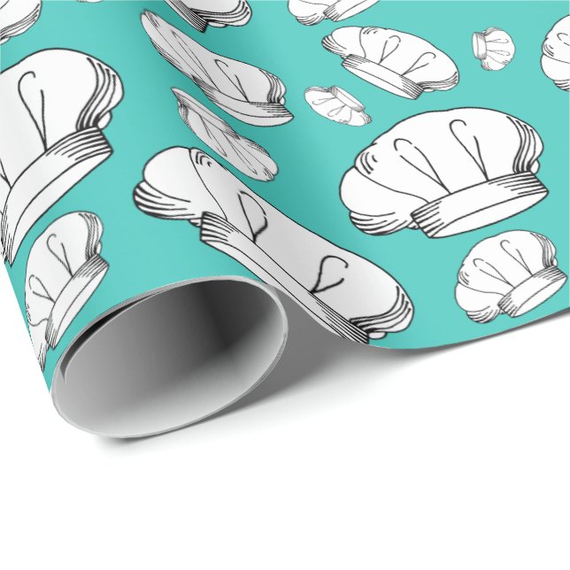 Coola Chef Hats Mönster Kärlek Baking and Cooking Presentpapper (Rullad Hörn)