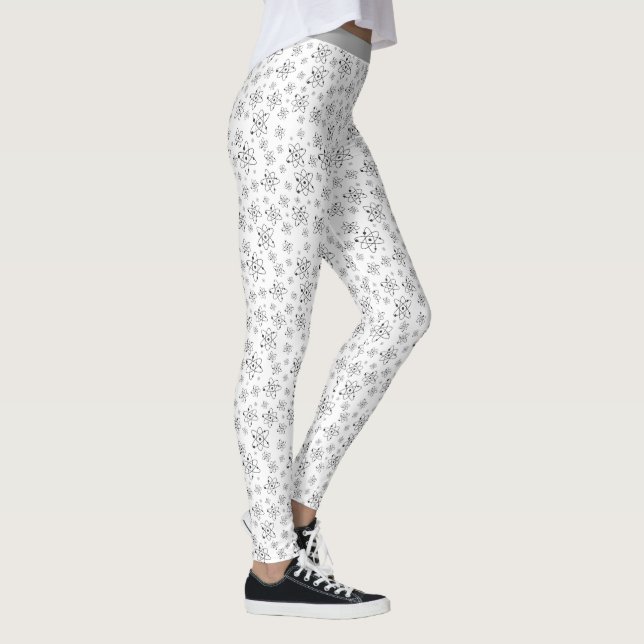 Coola Chemistry Atom Science Black White Mönster Leggings (Höger)