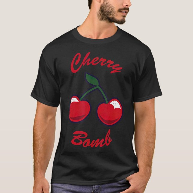 Coola Cherry-bomben 70-1900-tal Fruit Retro T Shirt (Framsida)