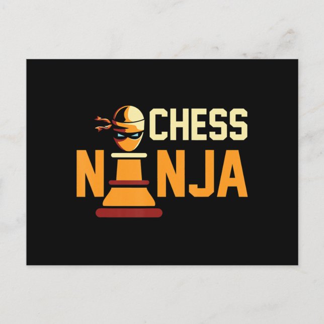 Coola Chess Ninja Chess Älskare Gift Vykort (Framsida)