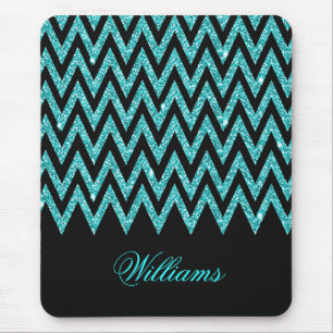 Coola chevron zigzag peacock blue faux glitter musmatta