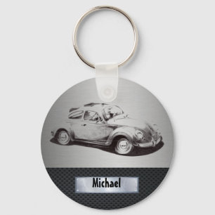 Coola chic masculine classy old car silvery black  nyckelring