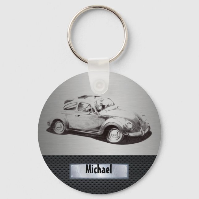 Coola chic masculine classy old car silvery black  nyckelring (Framsida)