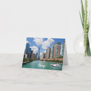 Coola Chicago River Skyline Photo Anteckningskort