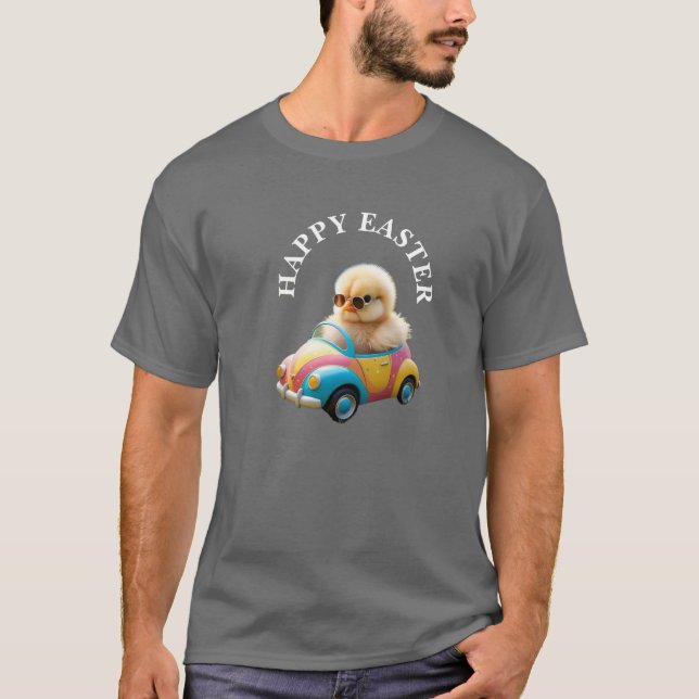 Coola Chick Driving Påsk Car Manar T-Shirt (Framsida)