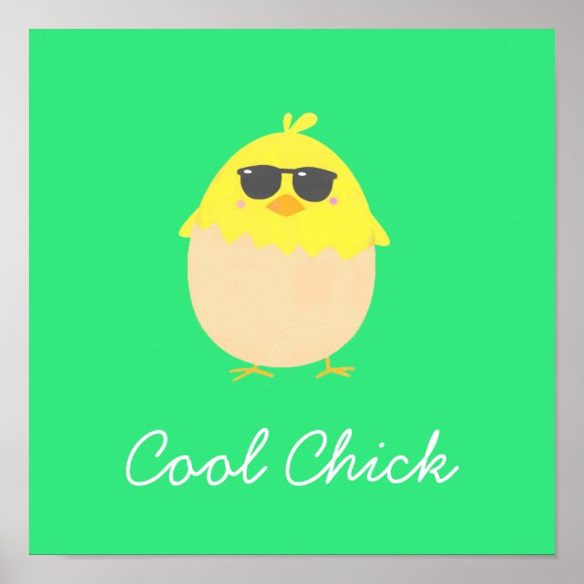 Coola Chick funky Påsk gult chick Poster (Framsidan)