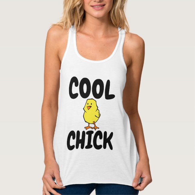 COOLA CHICK T-shirts Funny Dam Linne Med Racerback (Framsida)