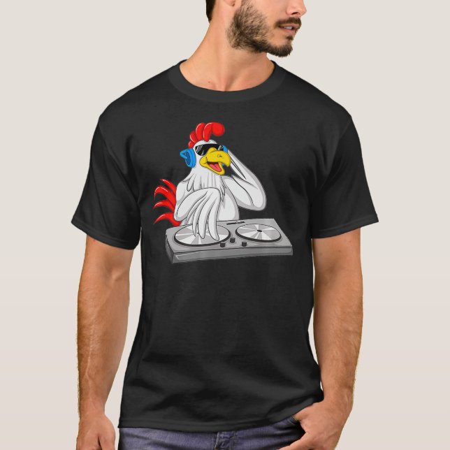 Coola Chicken DJ Funny Party Animal Music Mixer T Shirt (Framsida)
