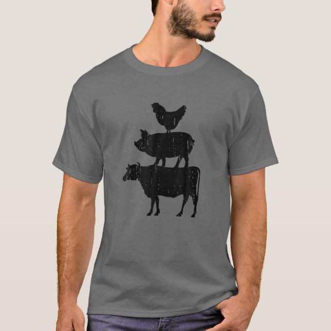 Coola Chicken Gris Cow som är stampad på den övre  T Shirt (Framsida)