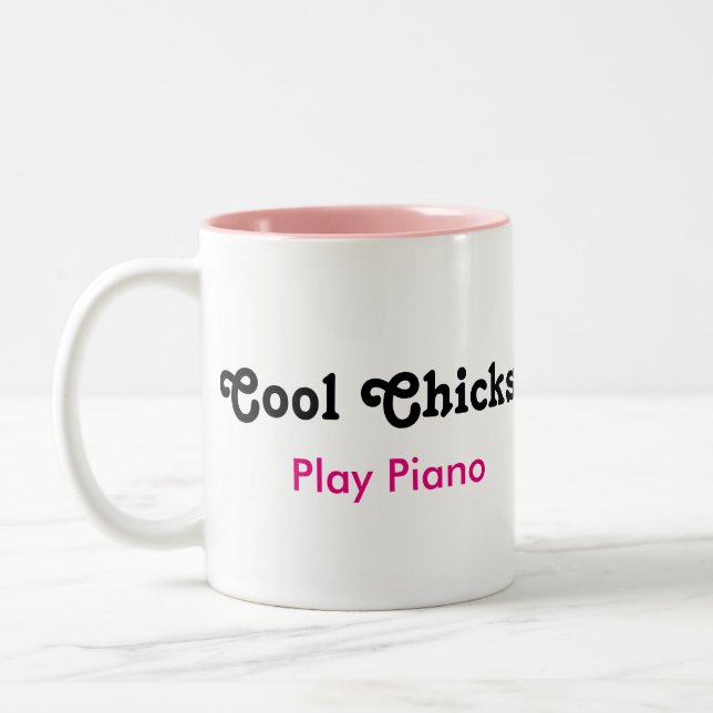 Coola Chicks Play Piano Två-Tonad Mugg (Vänster)