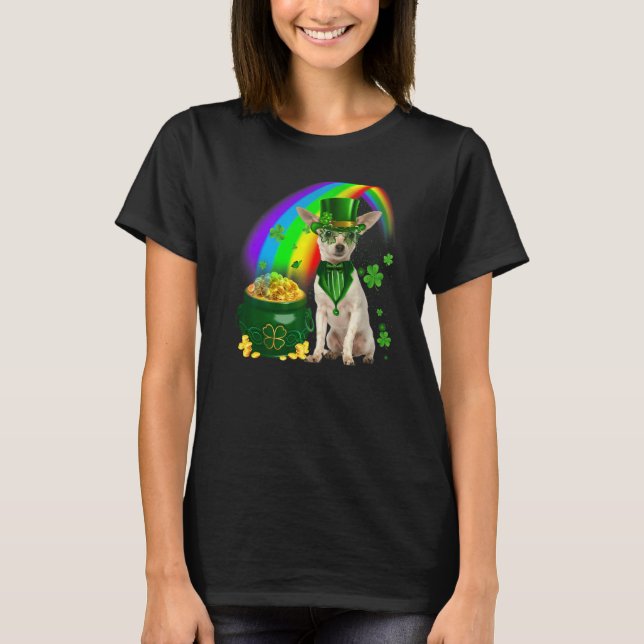 Coola Chihuahua Hund Leprechaunss Shamrock Klöver  T Shirt (Framsida)