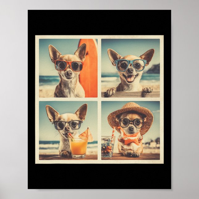Coola Chihuahuor Solglasögon Söta Hundar Semester  Poster (Framsidan)