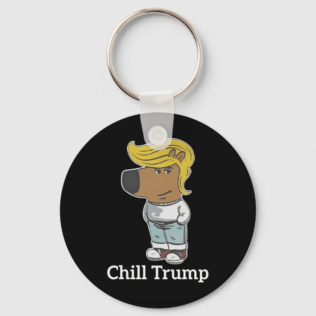 Coola Chill Guy Meme Tees - Trump Chill Guy Meme Nyckelring (Framsida)