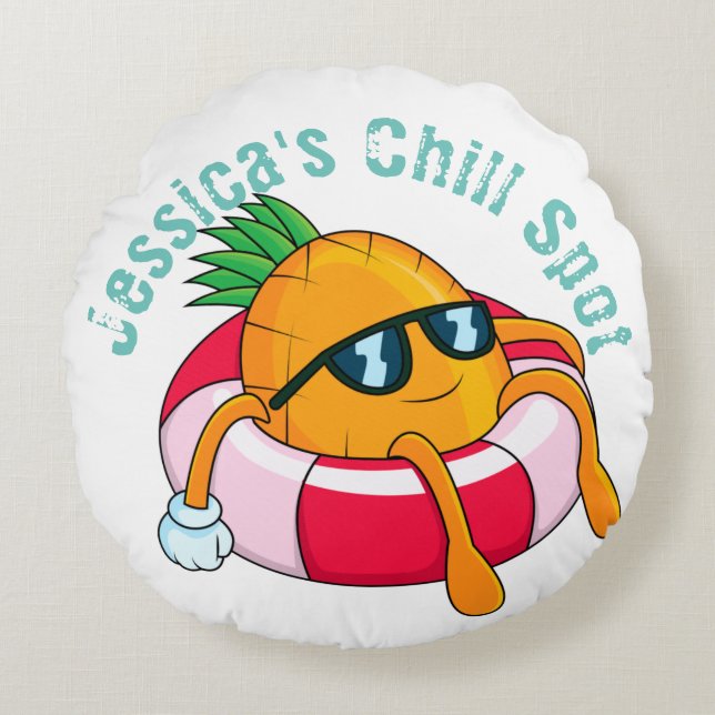 Coola Chill Pineapple Rund Kudde (Framsidan)