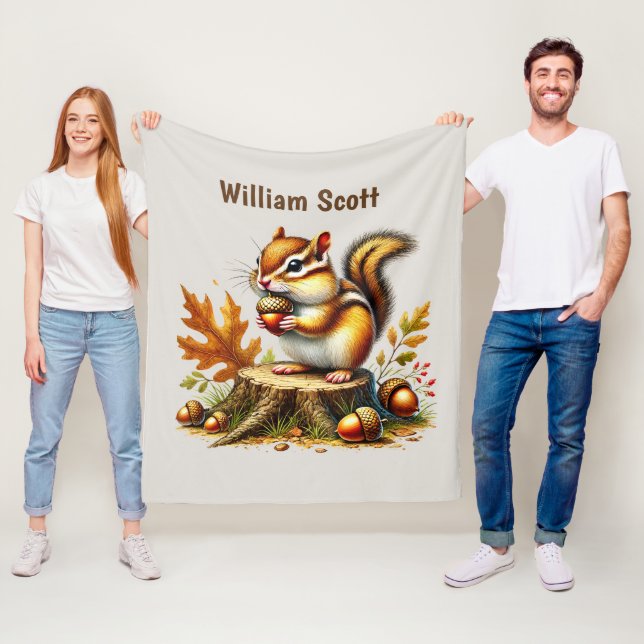 Coola chipmunk älskare add namn fleecefilt (På plats)