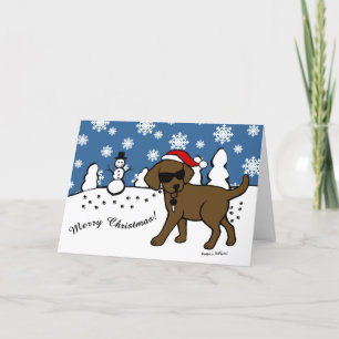 Coola Chocolate Labrador Tecknad jul Helgkort