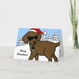 Coola Chocolate Labrador Tecknad jul Helgkort