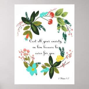 Coola Christian Art - 1 Peter 5:7 Poster