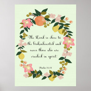 Coola Christian Art - Psalm 34:18 Poster
