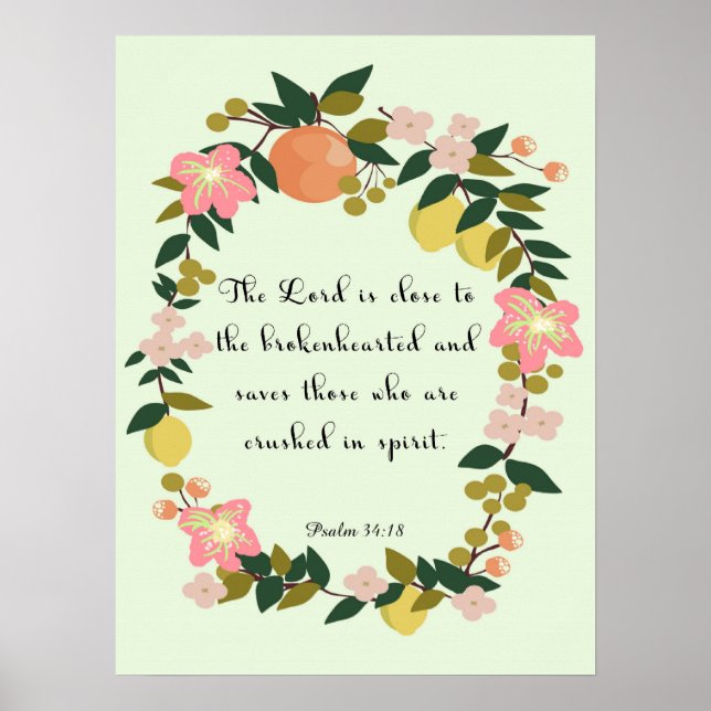 Coola Christian Art - Psalm 34:18 Poster (Framsidan)