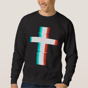Coola Christian Kor Modern Glitch Effect Lång Ärmad Tröja