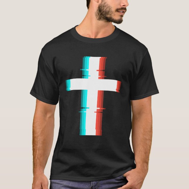 Coola Christian Kor Modern Glitch Effect T Shirt (Framsida)