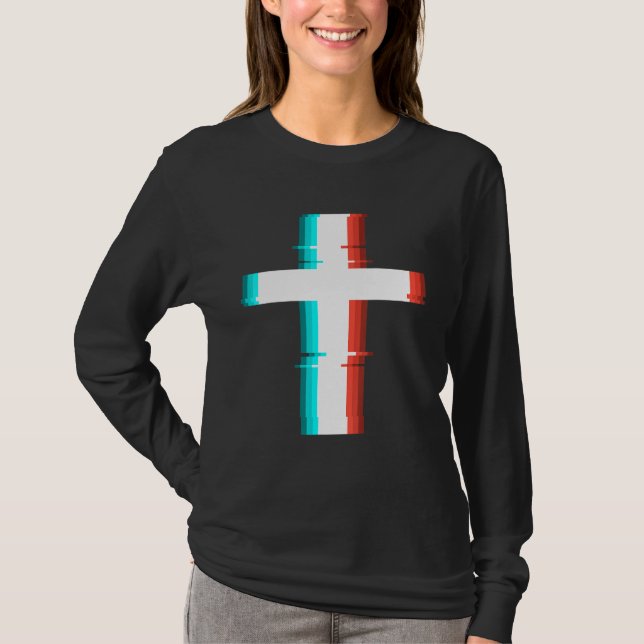 Coola Christian Kor Modern Glitch Effect T Shirt (Framsida)