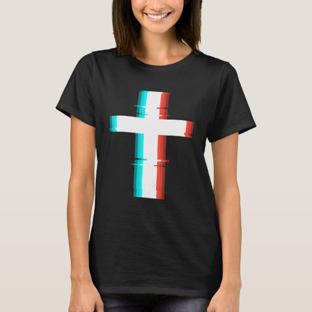 Coola Christian Kor Modern Glitch Effect T Shirt (Framsida)