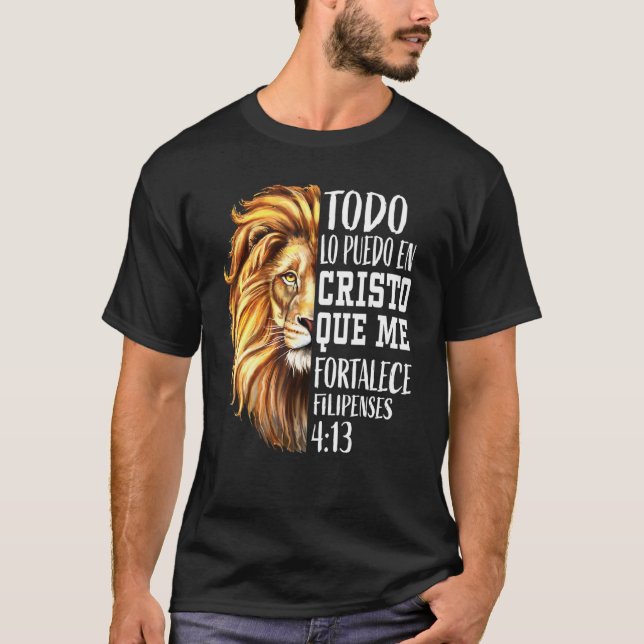 Coola Christian Manar Spanska bibeln Lejon Jud T Shirt (Framsida)